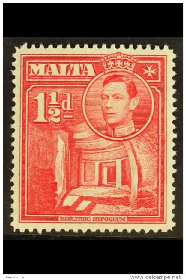 1938 1&frac12;d Scarlet, Variety "Broken Cross", SG 220a, Very Fine Well Centered Mint. For More Images, Please... - Malte (...-1964)