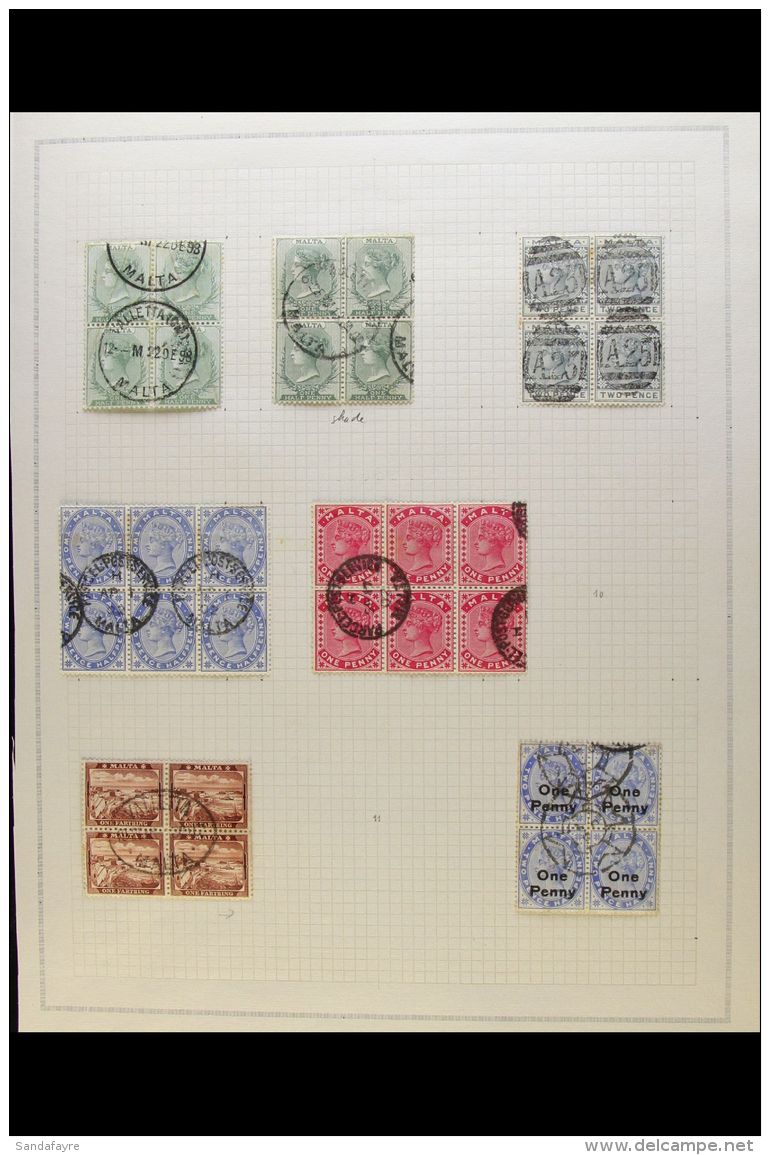 1885-1938 USED BLOCKS OF FOUR. Used Collection Of All Different BLOCKS Of 4 Presented On Leaves, Inc 1885 Inc 21d... - Malte (...-1964)