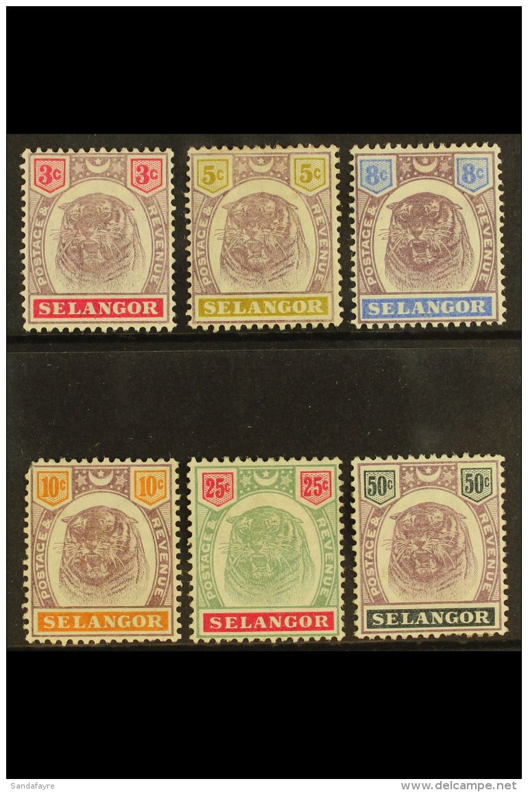 SELANGOR 1895 3c To 50c Dull Purple And Greenish Black, Tigers, SG 54/9, Fresh Mint, Small Faults. Cat &pound;264.... - Other & Unclassified