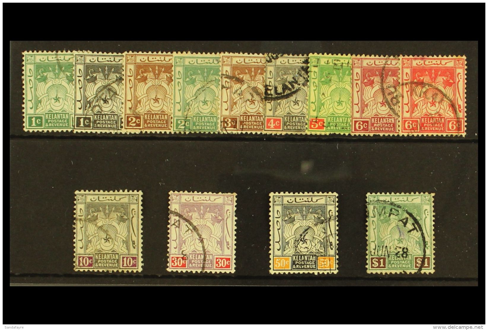 KELANTAN 1921 Arms Set, Wmk Script, SG 14/23, Very Fine Used. (13 Stamps) For More Images, Please Visit... - Autres & Non Classés