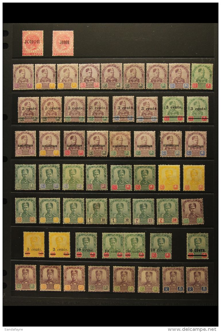 JOHORE 1884-1965 MINT COLLECTION On Stock Pages. Includes 1884-91 Ovpts On 2c X2 Types, 1891-94 Set, 1894... - Andere & Zonder Classificatie