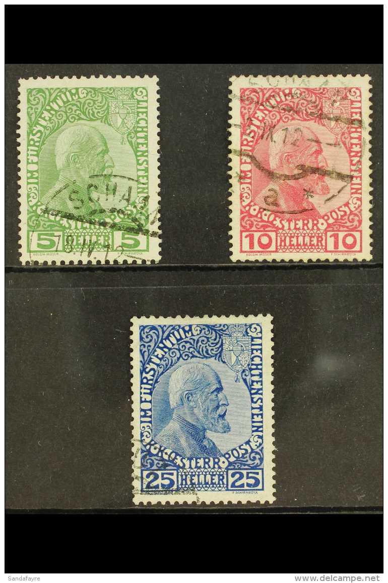 1912 Prince Johann II Set, Normal Paper, Michel 1/3y, Fine Used (3) For More Images, Please Visit... - Other & Unclassified