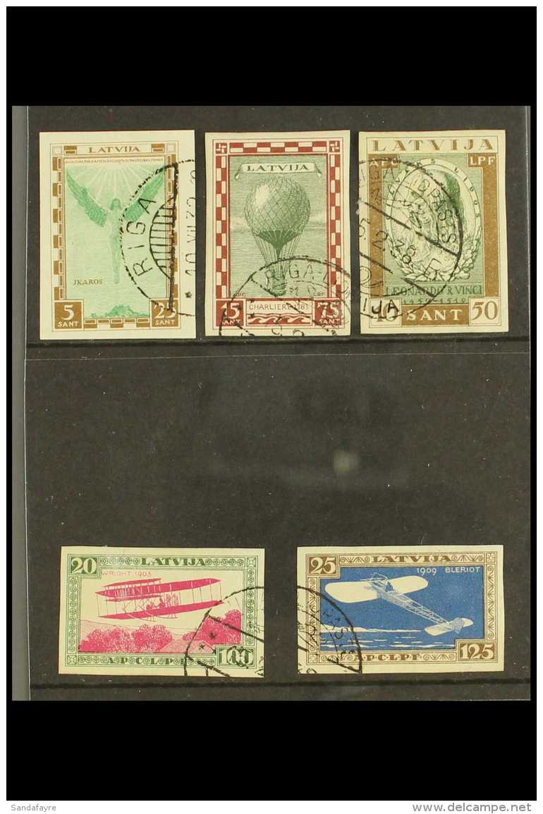 FLIGHT Latvia 1932 Pioneers Of Flight Complete Set, Perf 11&frac12;, Mi 210A/214A, Very Fine Used (5 Stamps) For... - Latvia