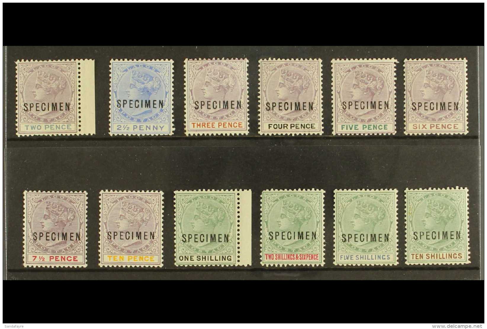 1887-02 Definitives Complete Set Opt'd "SPECIMEN", SG 30s/41s, Never Hinged Mint. Fresh &amp; Lovely (12 Stamps)... - Nigeria (...-1960)