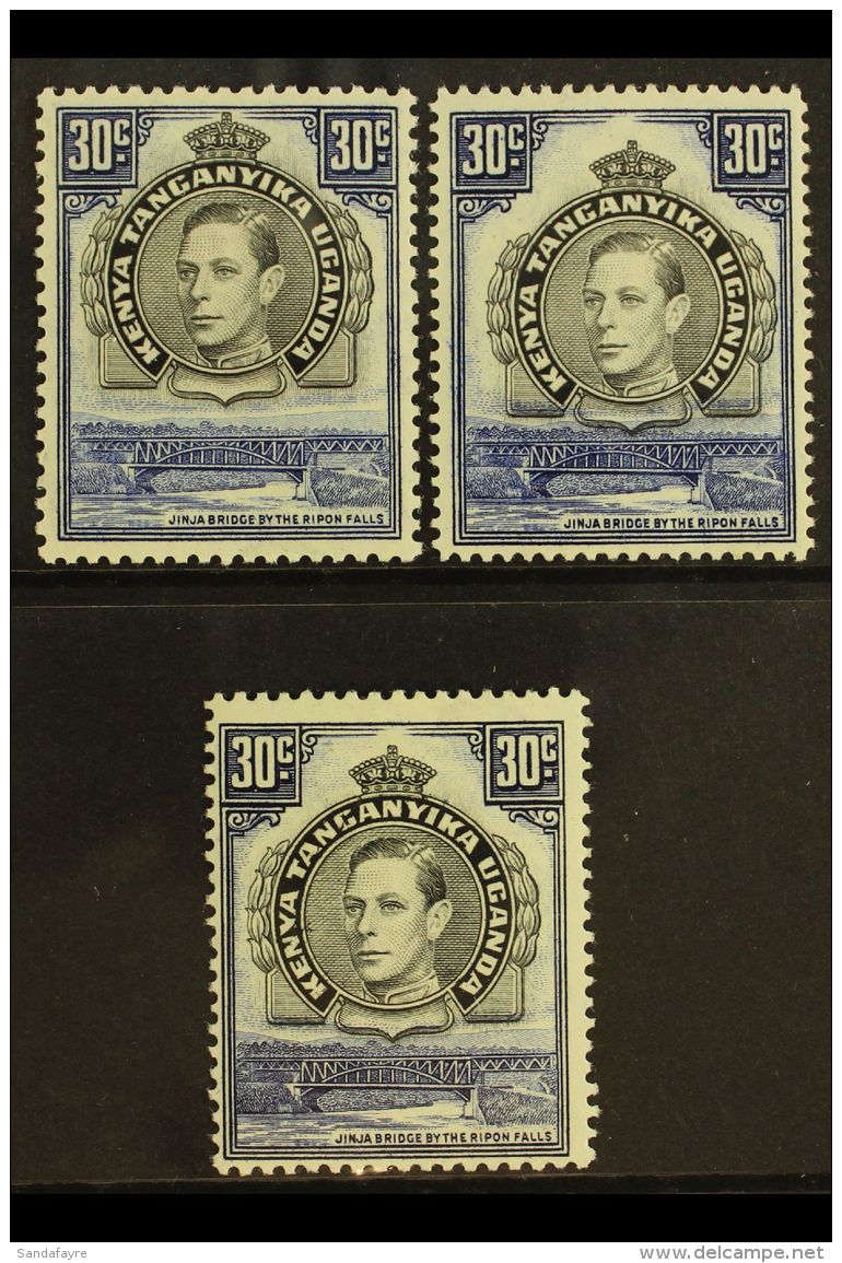 1938-54 30c Black And Blue, The Three Listed Perfs, SG 141/141b, Fine Mint. (3) For More Images, Please Visit... - Vide