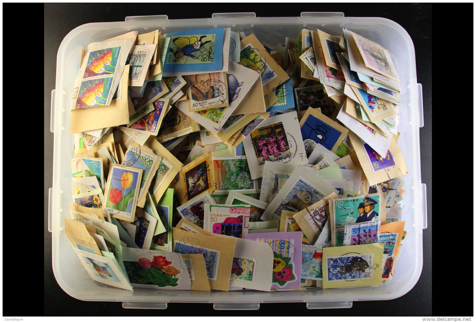 UPMARKET KILOWARE 1970's To 2000's On-paper Used Hoard Filling A Plastic Tub. A Colourful, Attractive And Varied... - Other & Unclassified