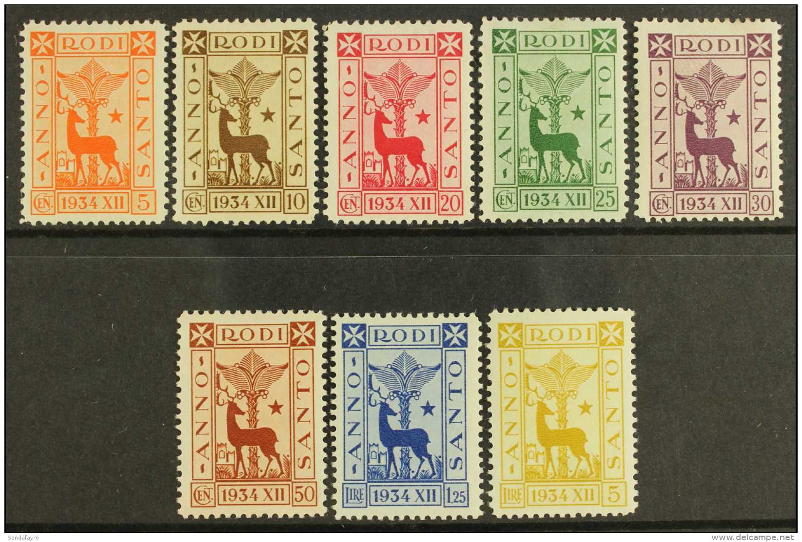 RHODES 1935 Holy Year Set Complete, Sass S17a, Very Fine And Fresh Mint. (8 Stamps) For More Images, Please Visit... - Other & Unclassified