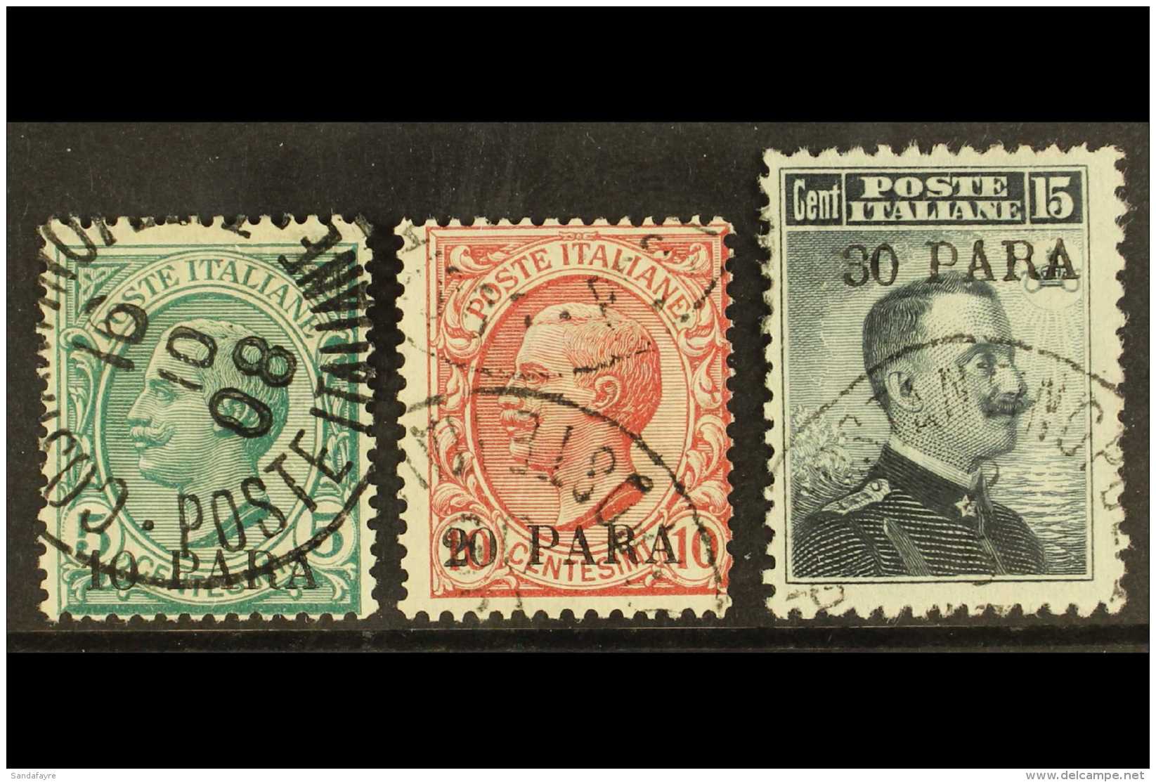 POST OFFICES IN TURKISH EMPIRE CONSTANTINOPLE - 1908 10pa On 5c, 20pa On 10c &amp; 30pa On 15c, Sassone 8/10, Very... - Other & Unclassified