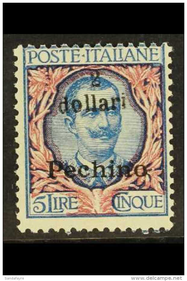 CHINA PEKING 1918-19 2d On 5L  Blue &amp; Rose, Overpinted In Turin, Sassone 27, SG 27, Signed J. Oliva And Never... - Andere & Zonder Classificatie
