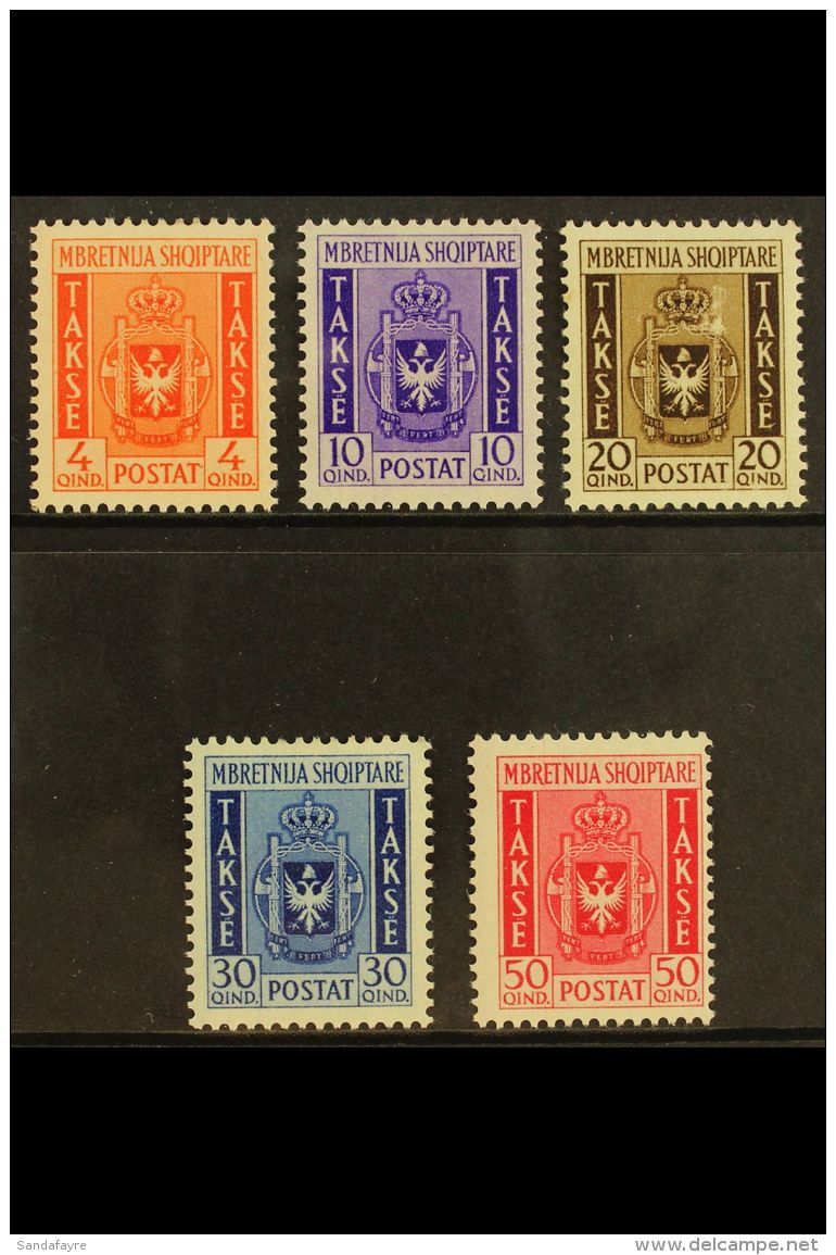 ALBANIA POSTAGE DUES 1940 Complete Set (Sassone 1/5, Michel 35/39, SG D373/77), Very Fine Mint, Fresh. (5 Stamps)... - Other & Unclassified