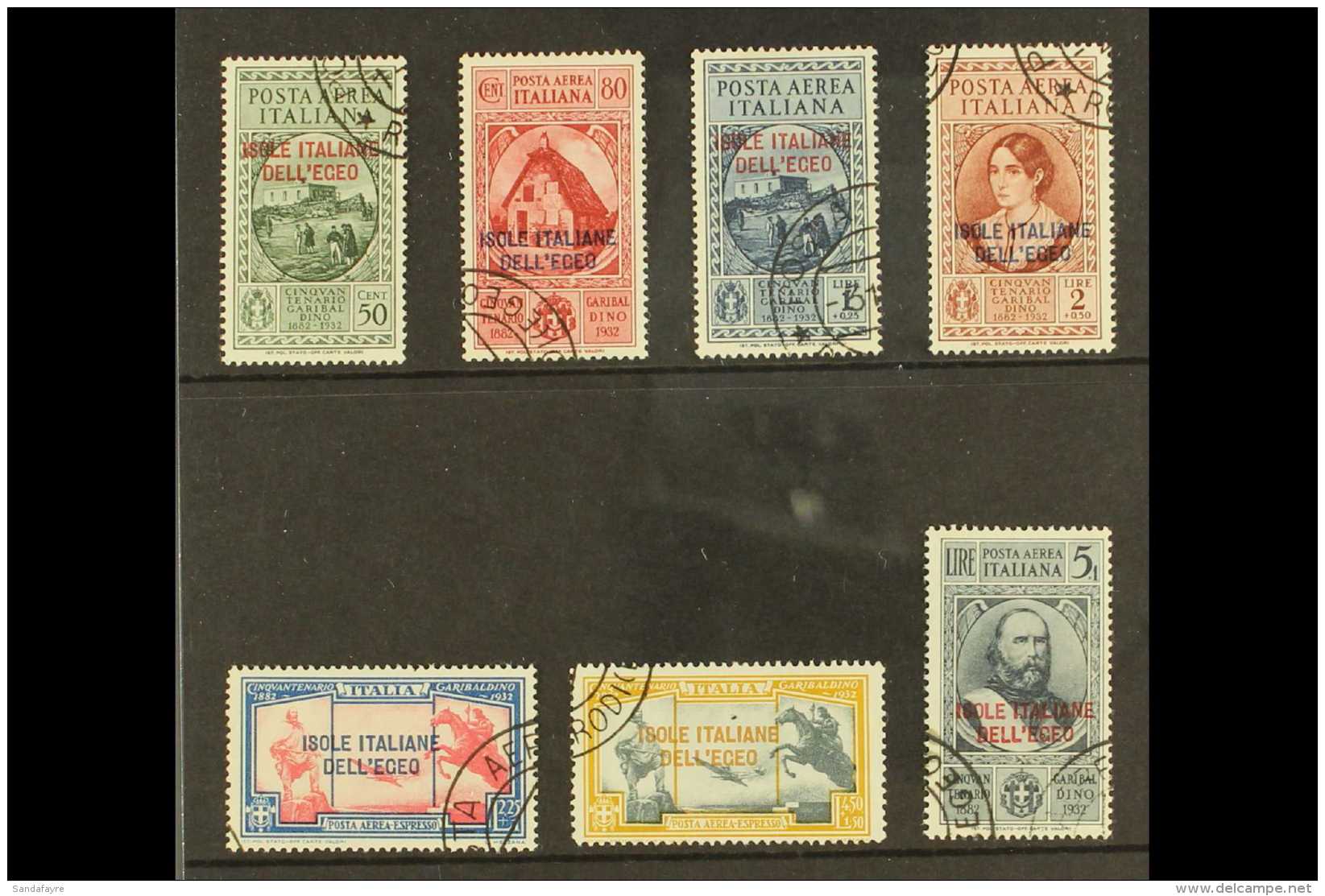 AEGEAN ISLANDS 1932 Garibaldi Air + Air Express Set Complete, Sass. S. 30, Very Fine Used. Scarce Set, Cat... - Other & Unclassified