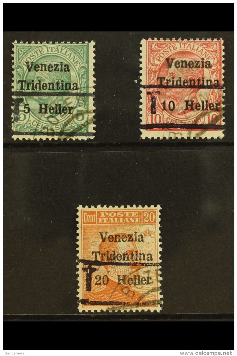 TRENTINO - ALTO ADIGE 1918 -19 Barred "T" Overprint Without Numerals, 5c On 5c, 10c On 10 And 20c On 20c, Sass... - Unclassified