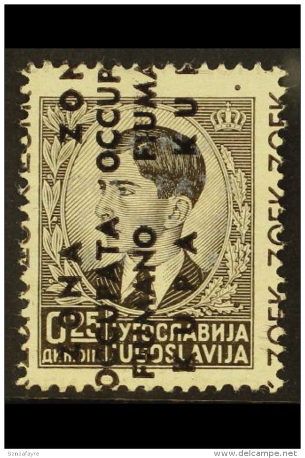 FIUME &amp; KUPA ZONE 1941 25p Black With Shifted VERTICAL OVERPRINT And Another Horizontal Albino Overprint,... - Unclassified