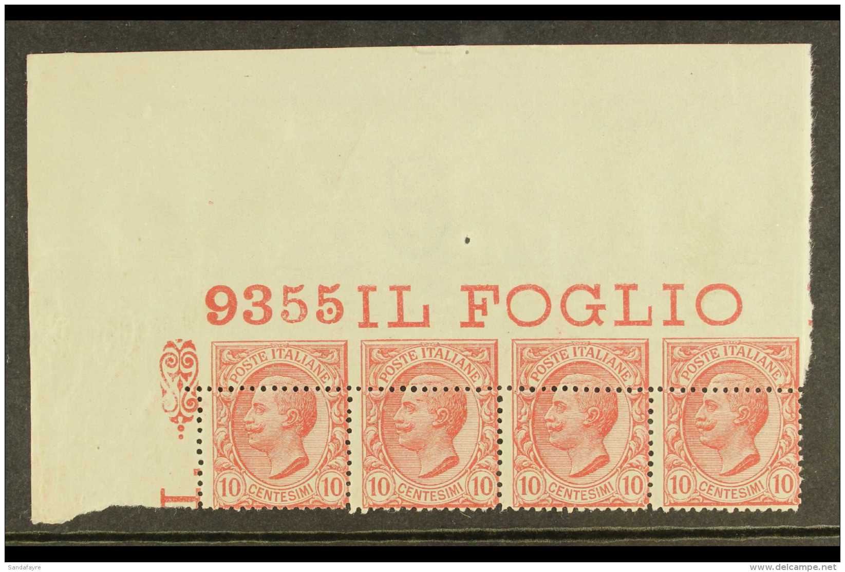 1906 10c Rose - Magnificent Strip Of 4 From The Upper- Left Corner Of The Sheet Showing PERFORATIONS BADLY... - Non Classificati