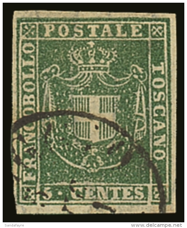 TUSCANY 1860 5c Yellow Green, Sass 18c, Superb Used With Large Margins All Round, Full Colour And Light Cds.... - Non Classés