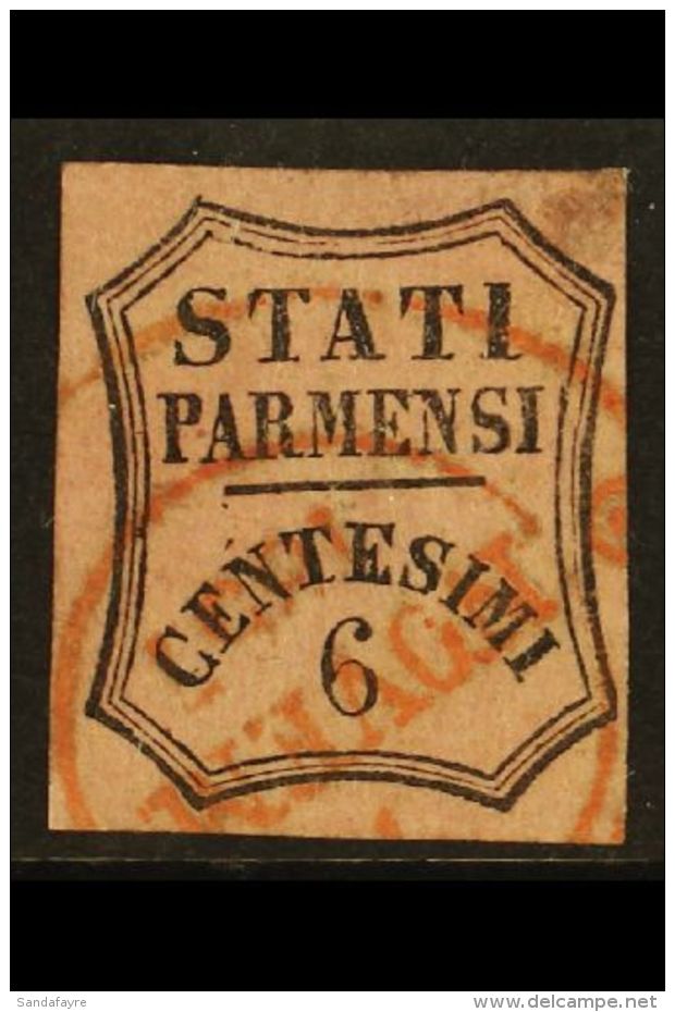 PARMA NEWSPAPER STAMPS - 1853 6c Deep Rose, Sass 1, Good Used With Red Cds Cancel. Corner Thin, Still Pretty. For... - Unclassified