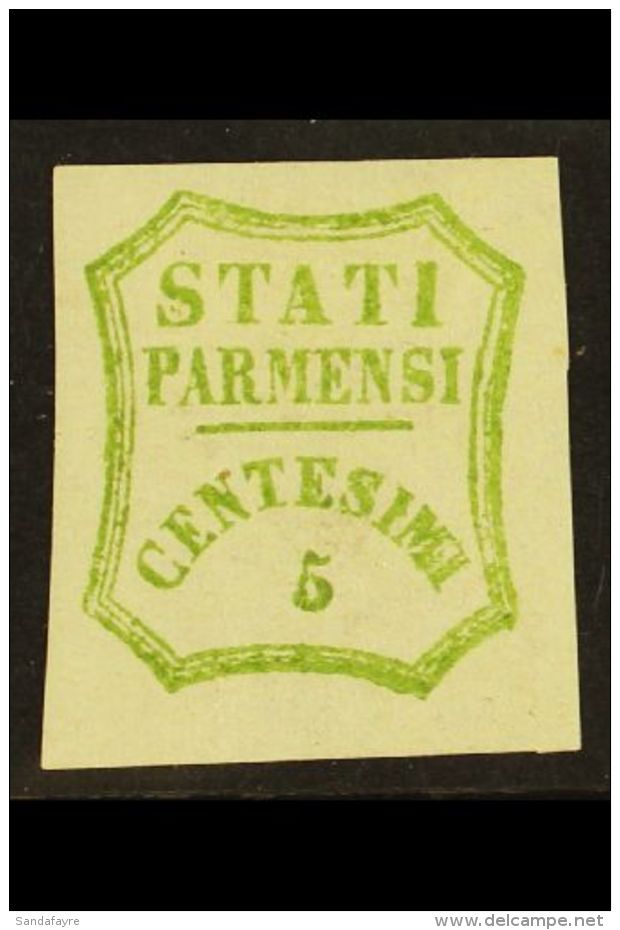 PARMA 1859 5c Yellow Green, 2nd Printing, Provisional Govt, Sass 13, Super Mint Og. A Wonderful Stamp With Huge... - Non Classés