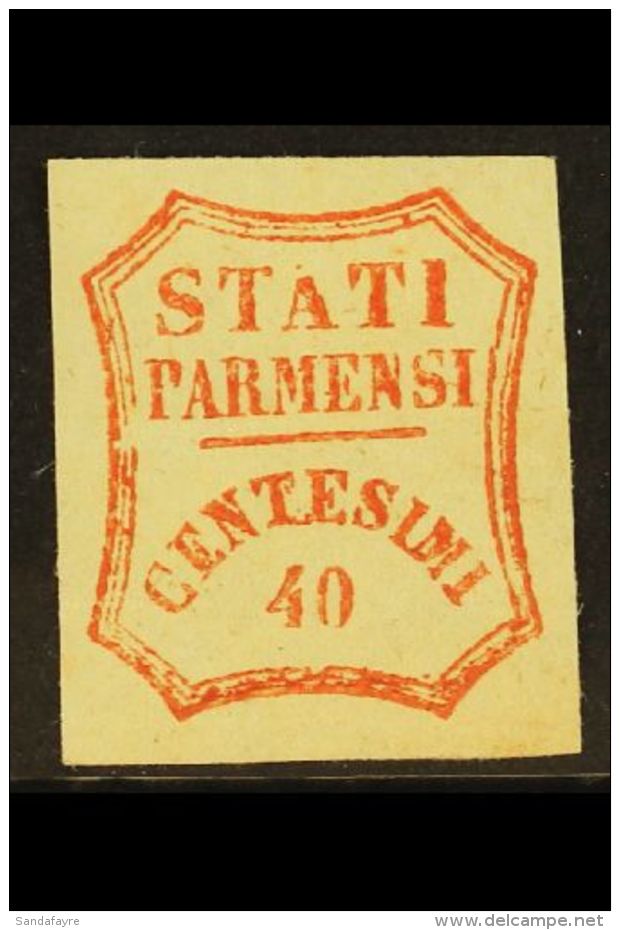 PARMA 1859 40c Vermilion, Provisional Govt, Variety "Broken A", Sass 17c, Very Fine Mint Og. For More Images,... - Unclassified