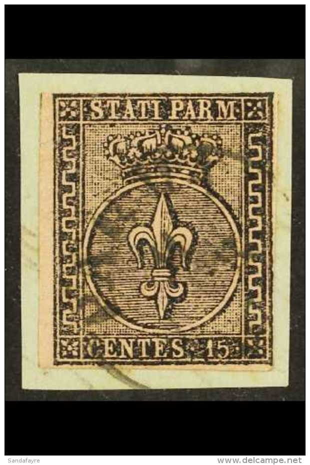 PARMA 1852 15c Black On Rose, Sass 3, Very Fine Used On Piece. Cat &euro;190 (&pound;160) For More Images, Please... - Unclassified