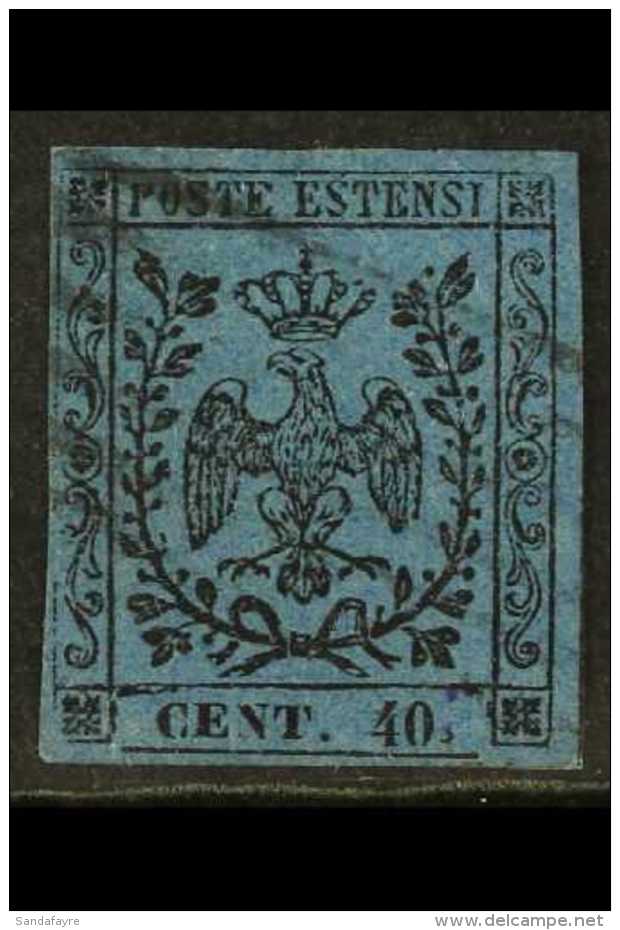 MODENA 1852 10c Deep Blue With Stop, Sass 10, Very Fine Used With Four Good To Large Margins, Zanini Photo... - Unclassified