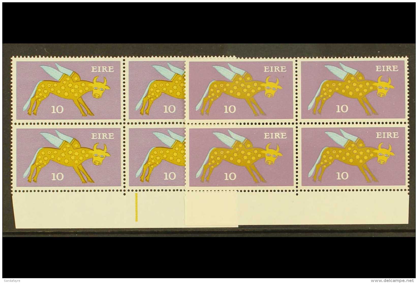 1971-5 10p "Winged Ox" Definitive, Both Types I &amp; II In Lower Marginal Blocks Of 4, SG 299/299a, Never Hinged... - Autres & Non Classés