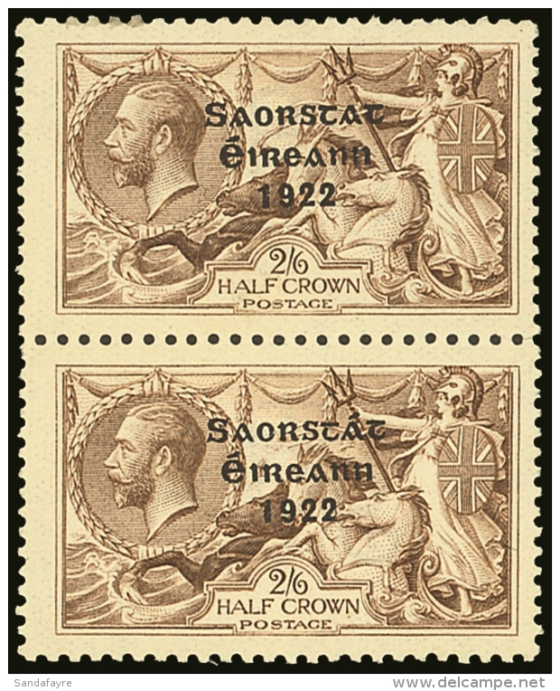 1922-23 2s6d Pale Brown Seahorse, Vertical Pair, One With NO ACCENT Variety, SG 64b + 64, Very Fine Mint, Normal... - Andere & Zonder Classificatie