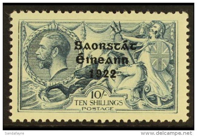 1922-23 10s Dull Grey-blue Seahorses "Saorstat" Overprint, SG 66, Very Fine Mint, Nice Centering, Very Fresh &amp;... - Altri & Non Classificati