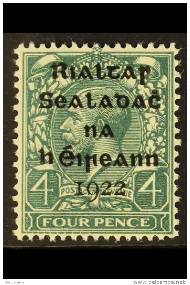 1922 4d Grey-green Dollard Overprint With 9 BREAKS UNDER "FOUR" Variety (Pl. 1e, R. 5/12), Hibernian T5b, Very... - Andere & Zonder Classificatie