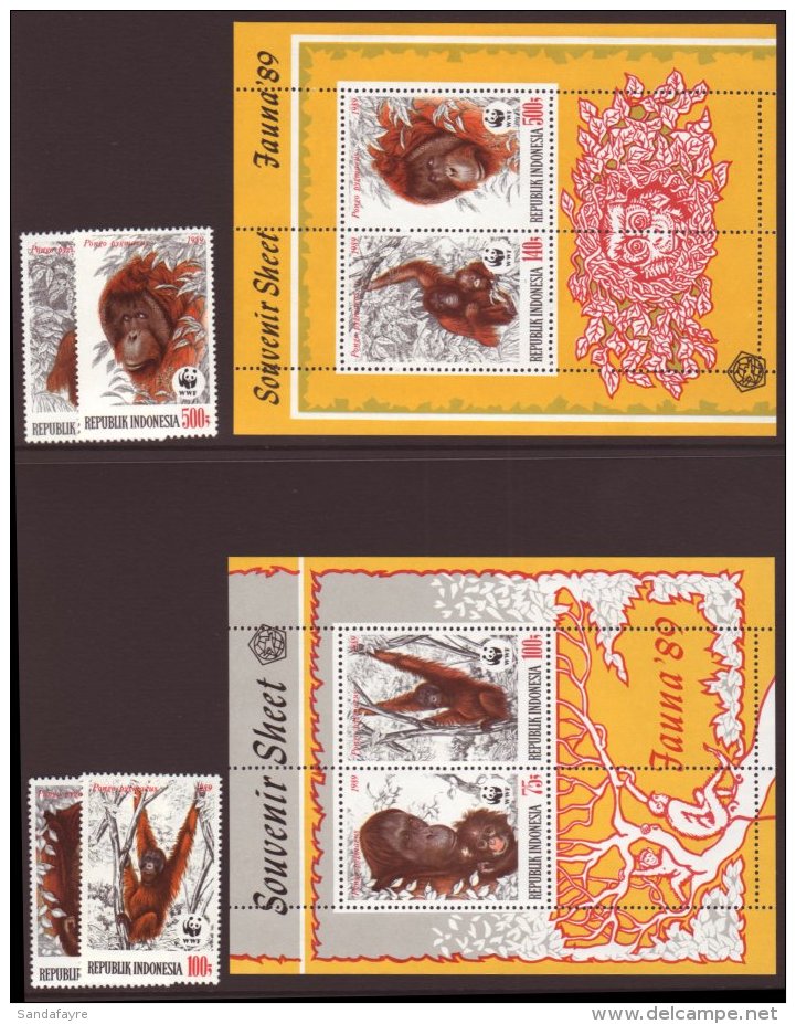 1989 Endangered Animals Complete Set &amp; Both Mini-sheets, SG 1920/23 &amp; MS1924, Very Fine Never Hinged Mint,... - Indonesia