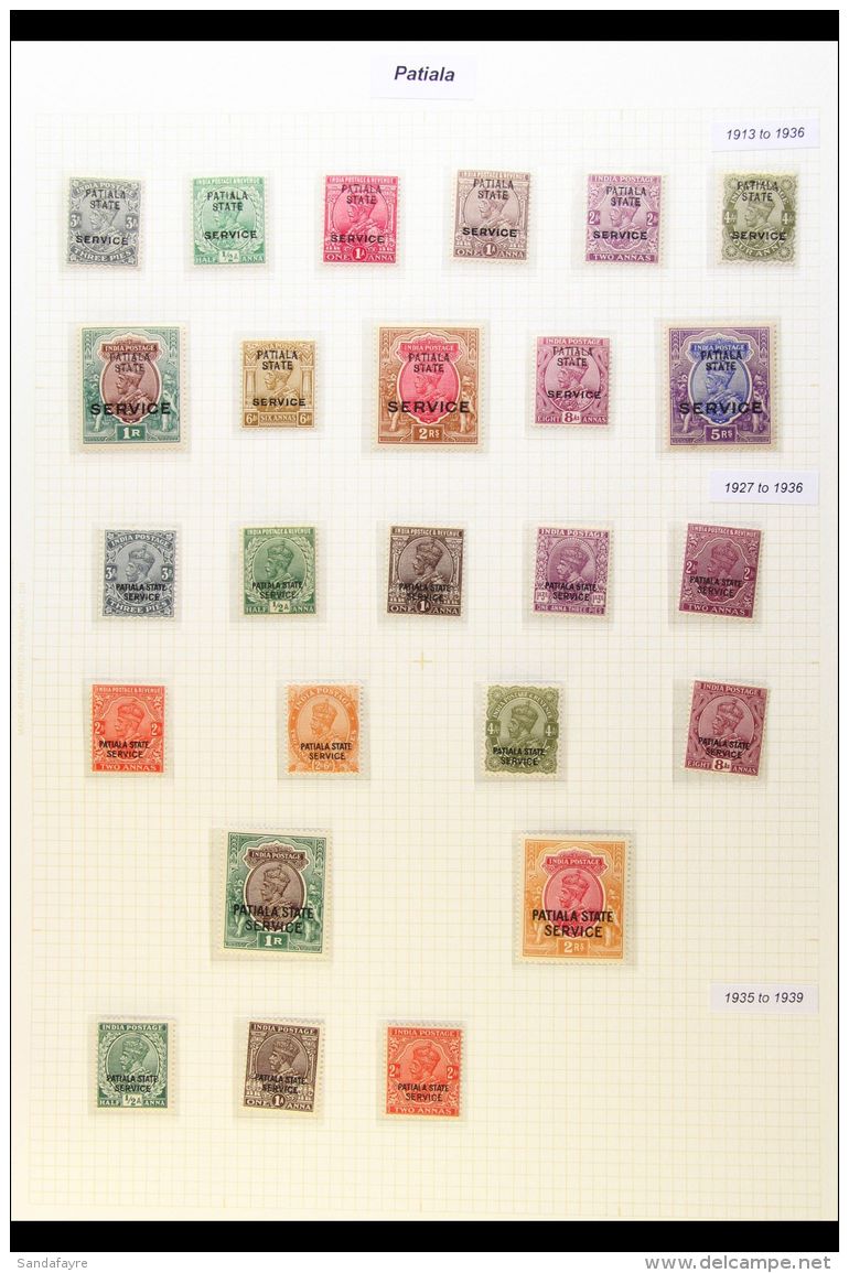 PATIALA OFFICIALS 1884-1944 Fine Mint Collection On Pages, Includes 1884 1a, 1885-90 Set Of Four, 1891-1900... - Andere & Zonder Classificatie