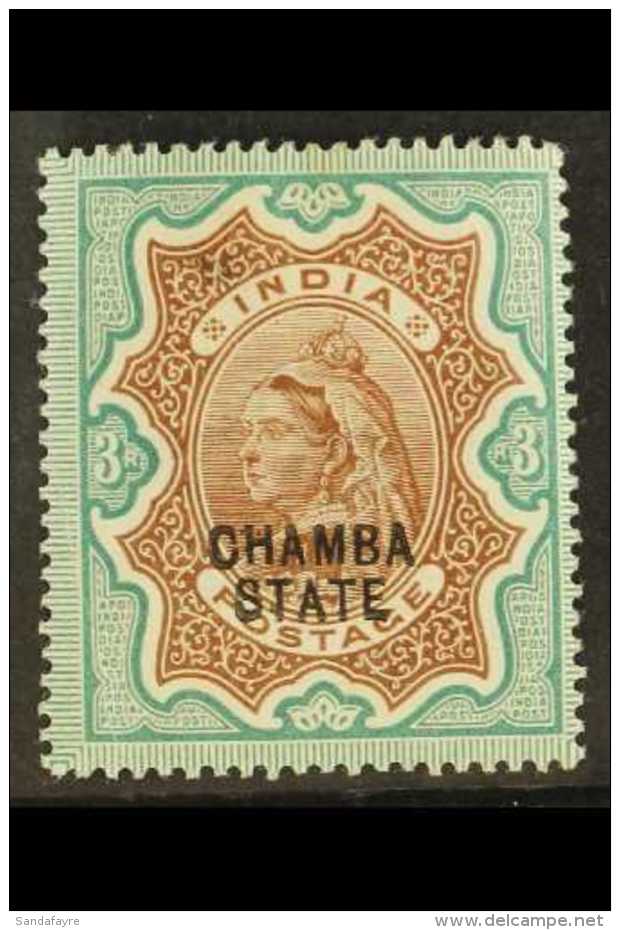 CHAMBA 1887-95 3r Brown &amp; Green, SG 20, Very Fine Mint For More Images, Please Visit... - Other & Unclassified