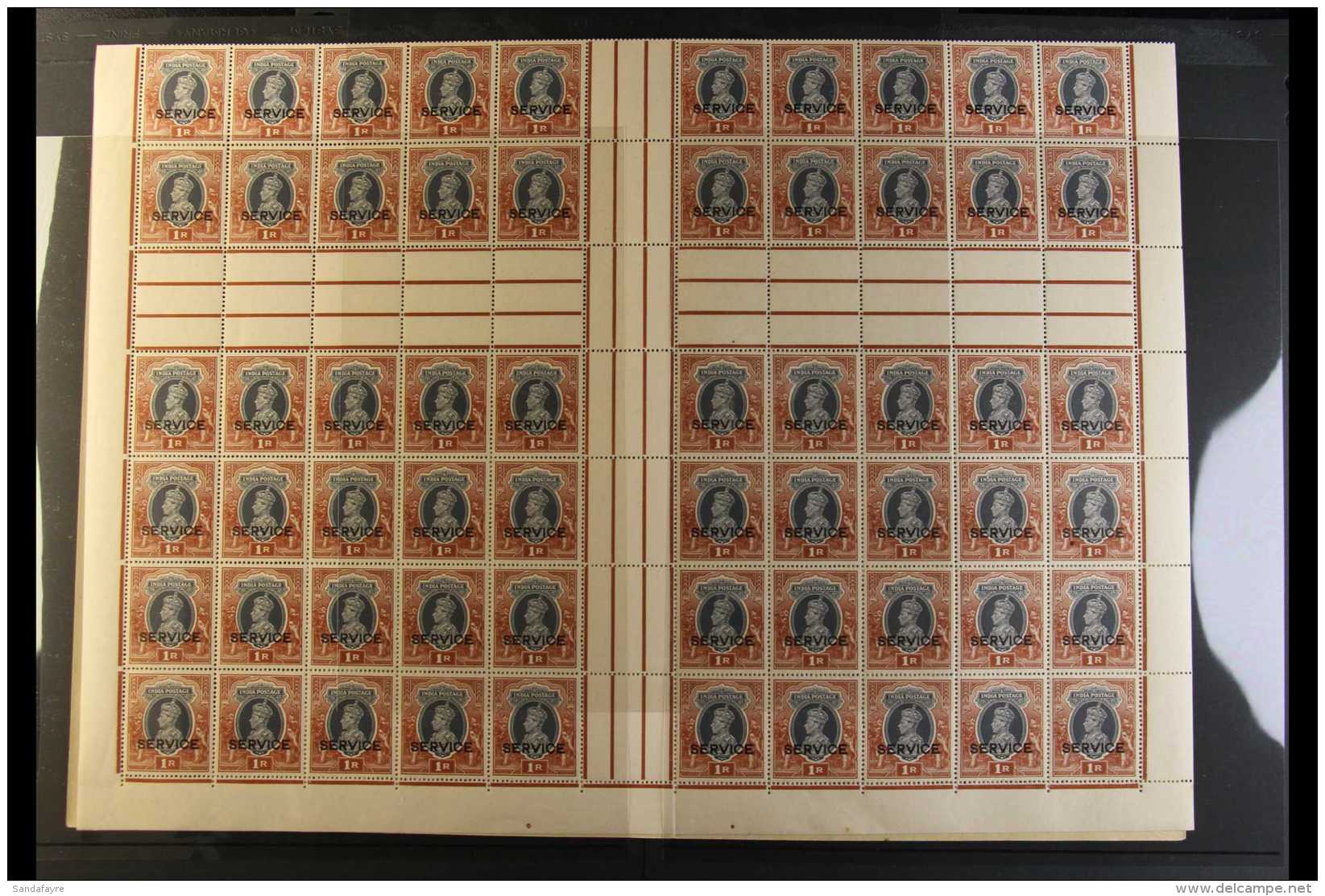 OFFICIALS 1r Grey &amp; Red Brown, SG O138, COMPLETE SHEET Of  6 X 20 Stamp Panes With Selvedge To All Four Sides.... - Andere & Zonder Classificatie