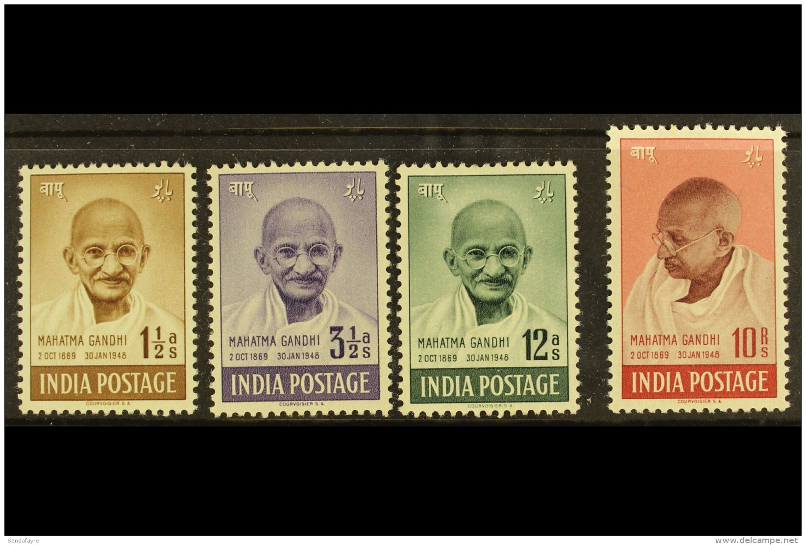 1948 Gandhi Set, SG 305/308, Mint, 10r With Small Black Flecks On Gum Side. (4) For More Images, Please Visit... - Other & Unclassified