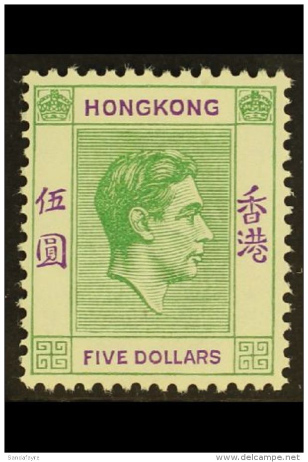 1938 $5 Yellowish Green And Violet, Geo VI, SG 160a, Very Fine And Fresh Mint. For More Images, Please Visit... - Other & Unclassified