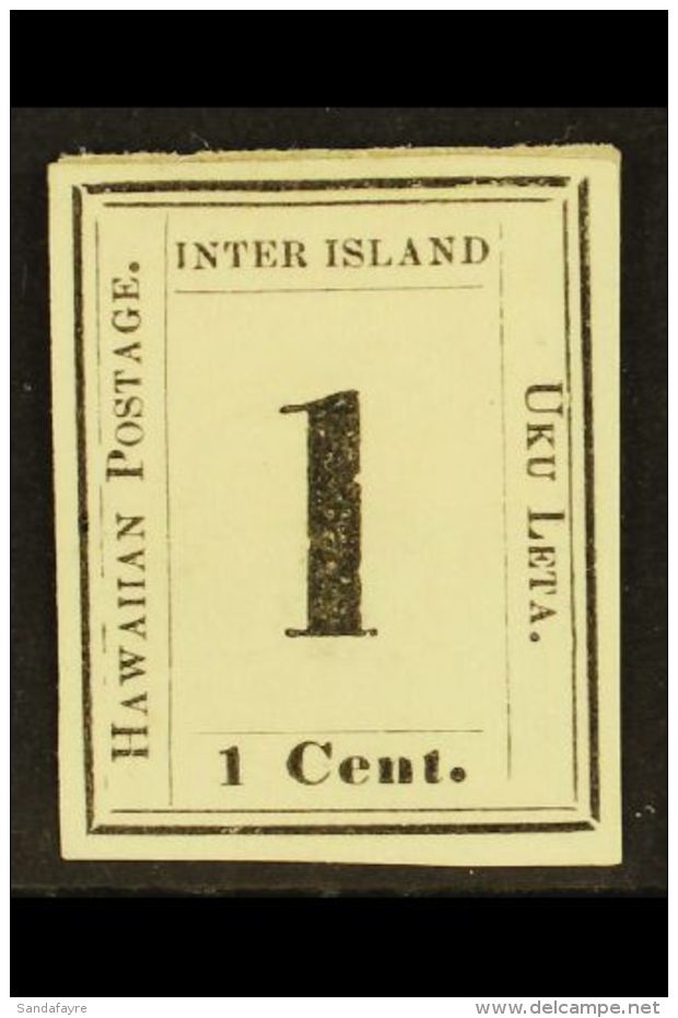 1864 1c Black On Laid Paper, Sc 23, Very Fine Mint, Tiny Shallow Thin Spot. For More Images, Please Visit... - Hawaï