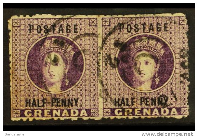 1881 &frac12;d Deep Mauve Pair, Horizontal Pair R/h Stamp Showing The Variety "No Hyphen", SG 21/21d, Good Used.... - Grenade (...-1974)