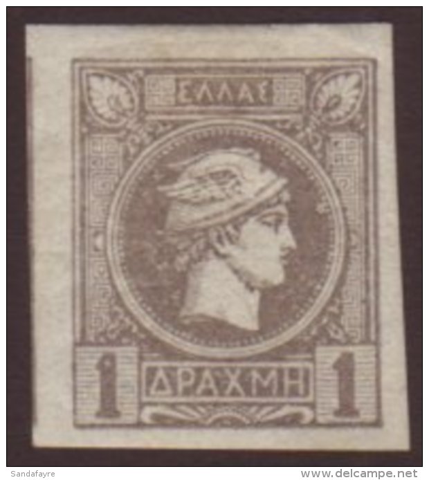 1895 1d Grey Imperf, Hermes "Small Head", Athens Print, Michel 92 B, Fine Mint, 4 Large Margins, Fresh &amp;... - Autres & Non Classés