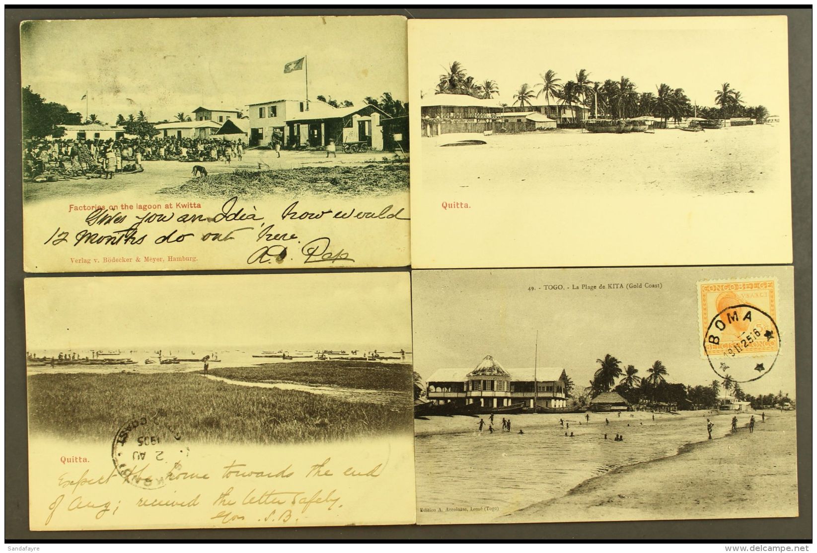 QUITTAH (KWITTA, Now KETA) - EARLY PICTURE POSTCARDS With An Used Monochrome PPC Of Quitta Beach; Two Early 1900's... - Côte D'Or (...-1957)