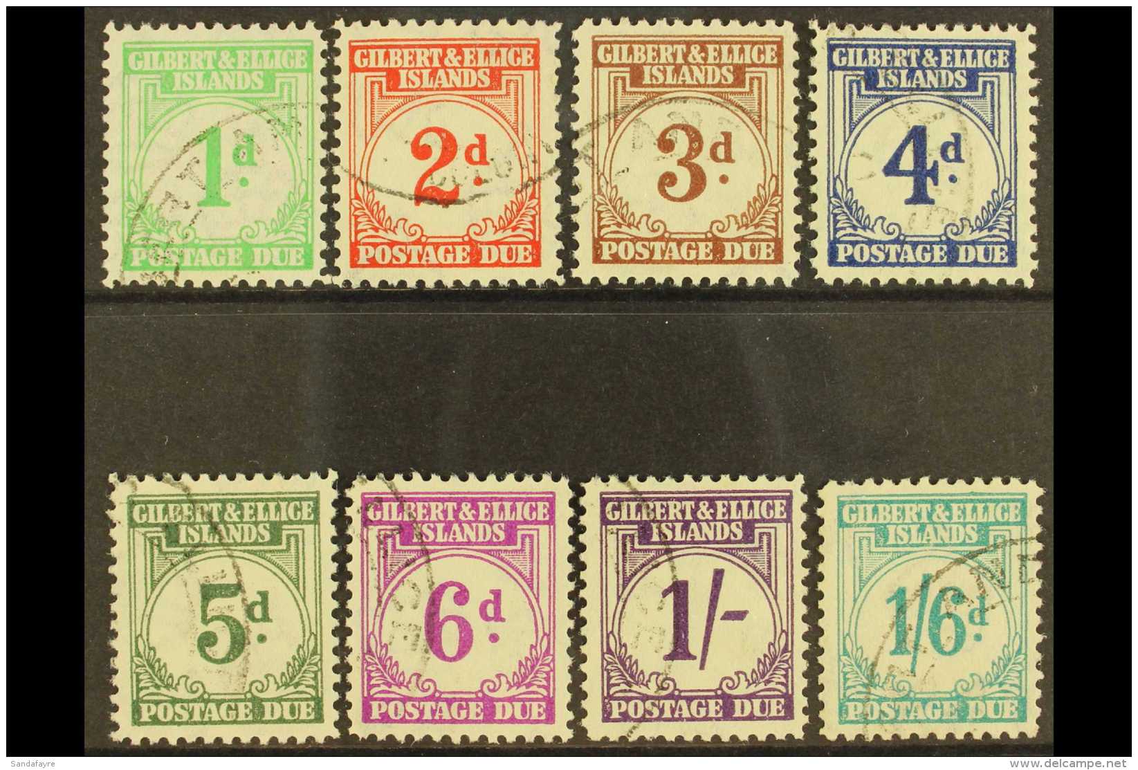 POSTAGE DUE 1940 Complete Set, SG D1/D8, Very Fine Used, A Rare Set As Used. (8 Stamps) For More Images, Please... - Gilbert & Ellice Islands (...-1979)