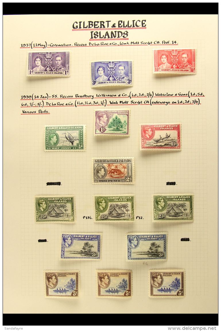 1937-79 SUPERB MINT COLLECTION WITH ADDITIONAL DEFINITIVE SHADES AND PERFS A Beautifully Written Up Collection On... - Gilbert & Ellice Islands (...-1979)