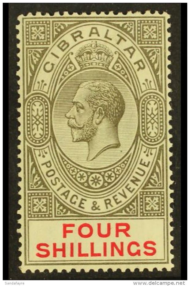 1921-27 4s Black &amp; Carmine, SG 100, Fine Mint For More Images, Please Visit... - Gibraltar