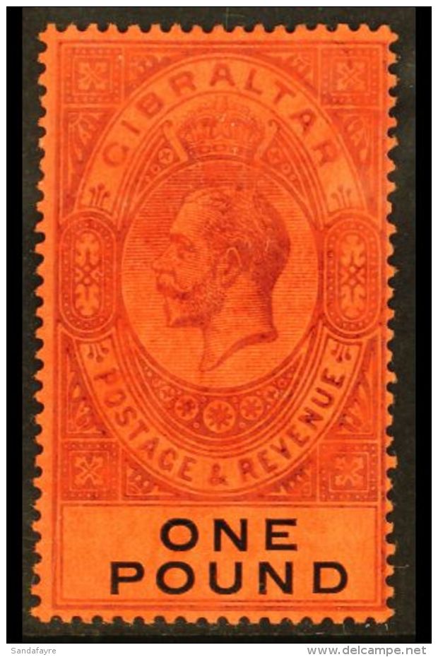 1912 &pound;1 Dull Purple And Black On Red, SG 85, Fine Mint. For More Images, Please Visit... - Gibraltar