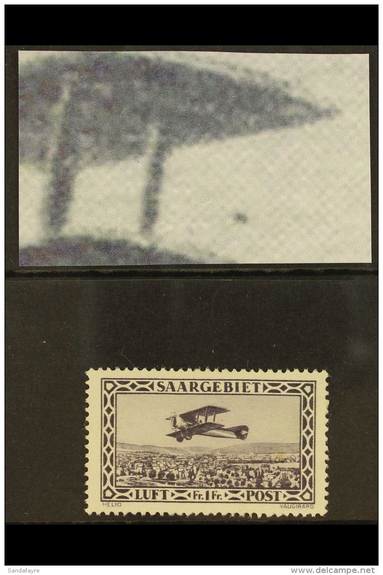 1928 1f Violet Air PLATE FLAW (dot Between Wings) Position 45, Michel 127 III, Never Hinged Mint, Very Fresh. For... - Autres & Non Classés