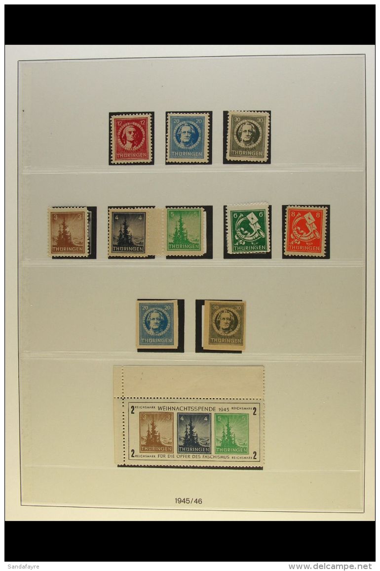 RUSSIAN ZONE THURINGIA 1945-1946 Chiefly Never Hinged Mint Collection On "Lindner" Pages. Note 1945-46 Sets (both... - Other & Unclassified