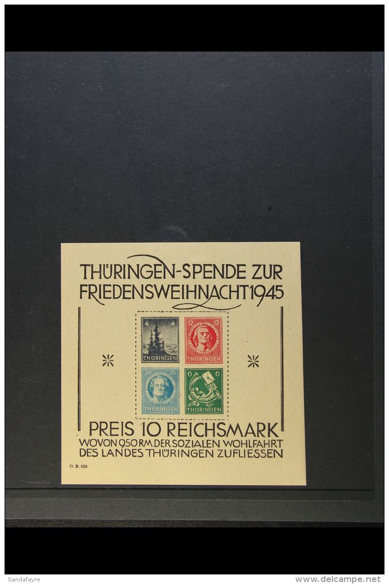 RUSSIAN ZONE THURINGIA 1945 Christmas - Social Welfare Mini-sheet Type II (Michel Block 2t II, SG MSRF10), Fine... - Sonstige & Ohne Zuordnung