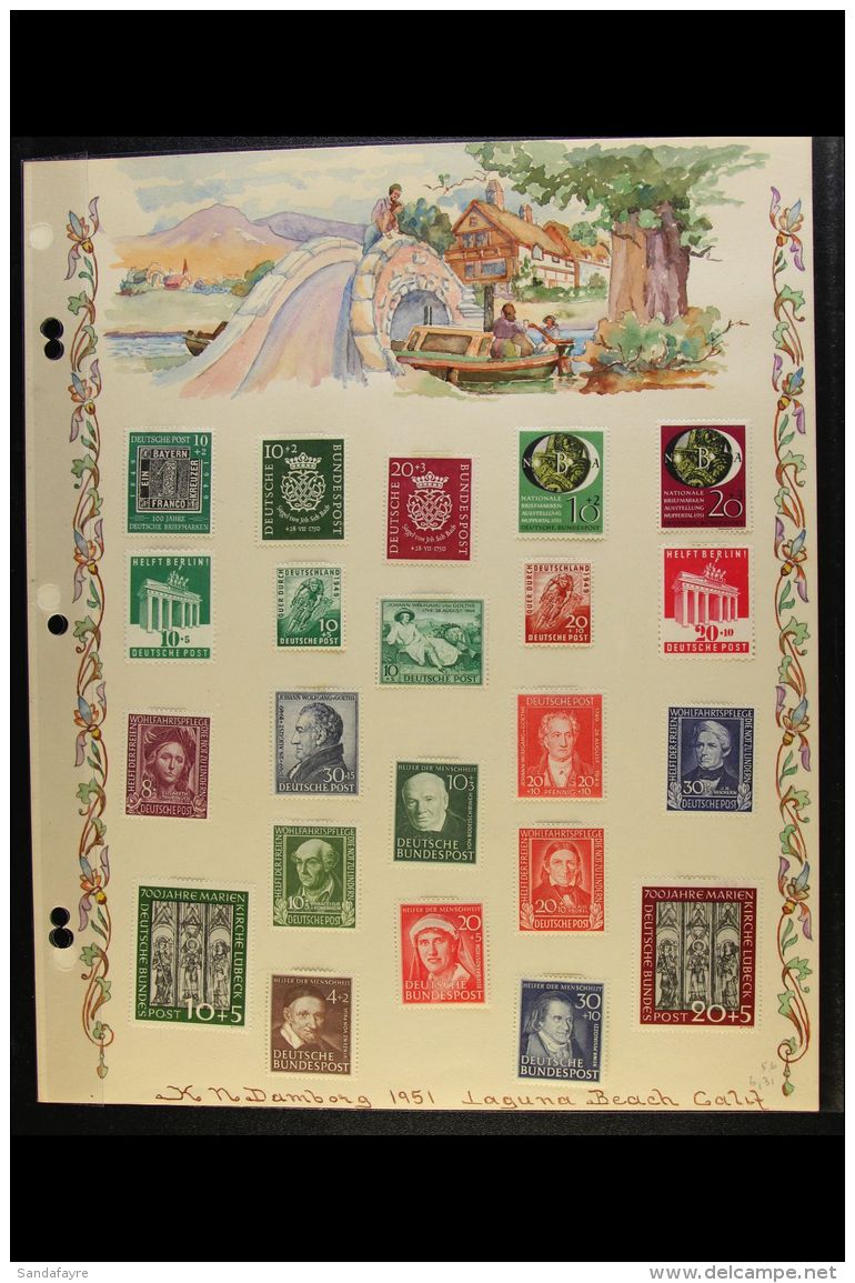 WEST GERMANY AND WEST BERLIN 1949-1957 Fine Mint Collection On Thirteen Beautifully Hand Painted Album Pages,... - Other & Unclassified