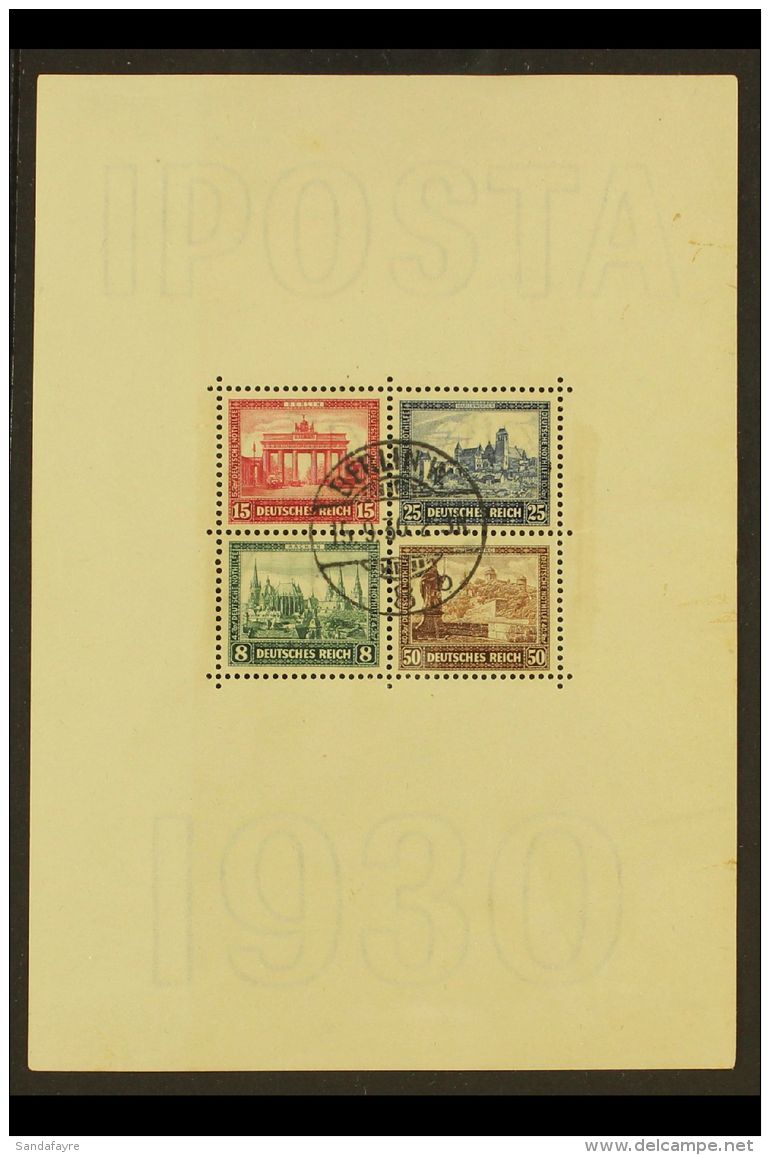 1930 IPOSTA Mini-sheet (Michel Block 1, SG MS464a), Used With Nice Upright "Berlin W. 15.9. 30" Cds Cancel, A Few... - Autres & Non Classés