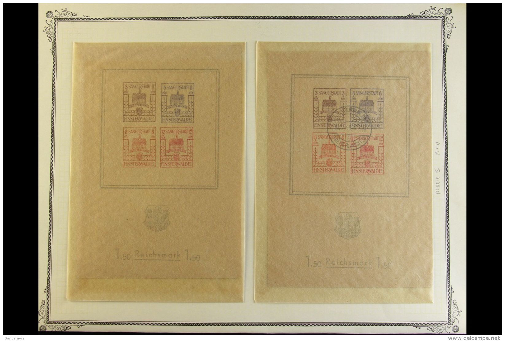 FINSTERWALDE 1946 Reconstruction Miniature Sheet (small Coat Of Arms), Michel Block 1, Both Never Hinged Mint And... - Other & Unclassified