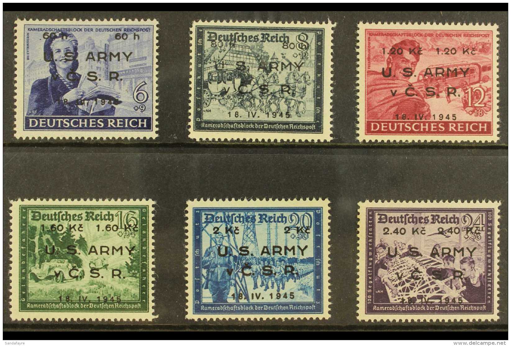 FRANZENBAD 1945 "U.S. Army V CSR" Local Private Overprints On Germany (see Michel Private Issues 1939/45 Section),... - Autres & Non Classés