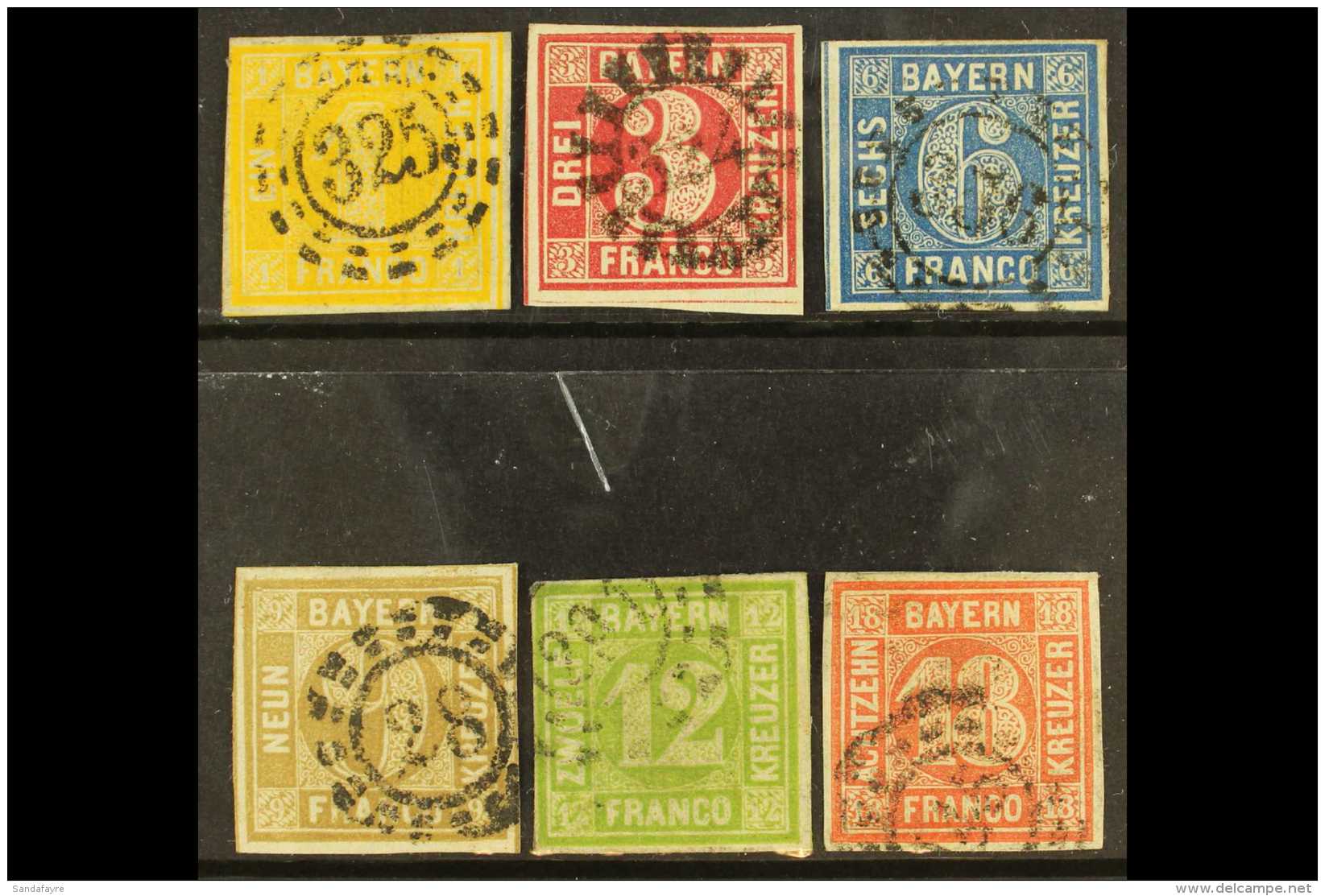 BAVARIA 1862 Imperfs Set, Michel 8/13, Fine Used With 4 Margins. Pretty. (6 Stamps) For More Images, Please Visit... - Other & Unclassified